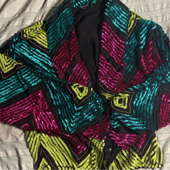 Nasty Gal Black Blazer Jacket with Sequins - Picture 4 of 7